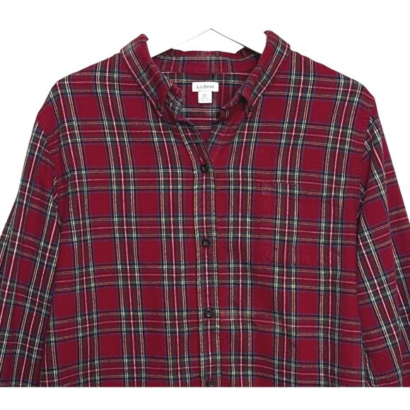 L.L. Bean Womens Red Plaid Flannel Shirt Long Sleeves Collar Button-Down Size XL - Picture 3 of 12